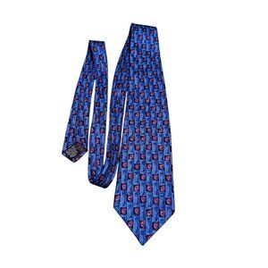 Men’s 100%‎ silk CHARLESTON blue/burgundy/black tie Made In Italy